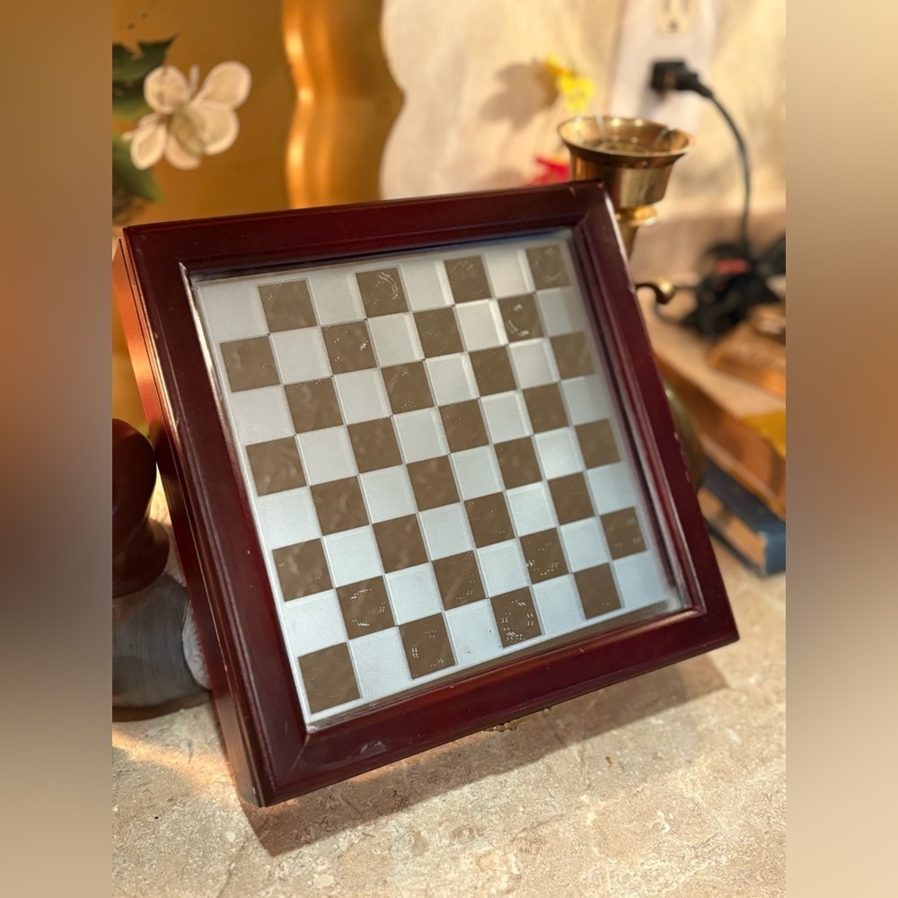 Elegant Brown and Silver Chessboard Frame